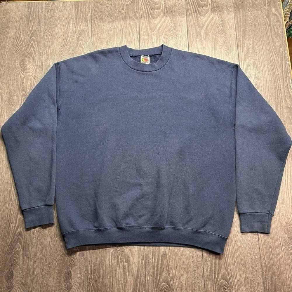 Vintage 90s Fruit of the Loom Best Blank Sweatshirt Navy Blue XXL Crewneck